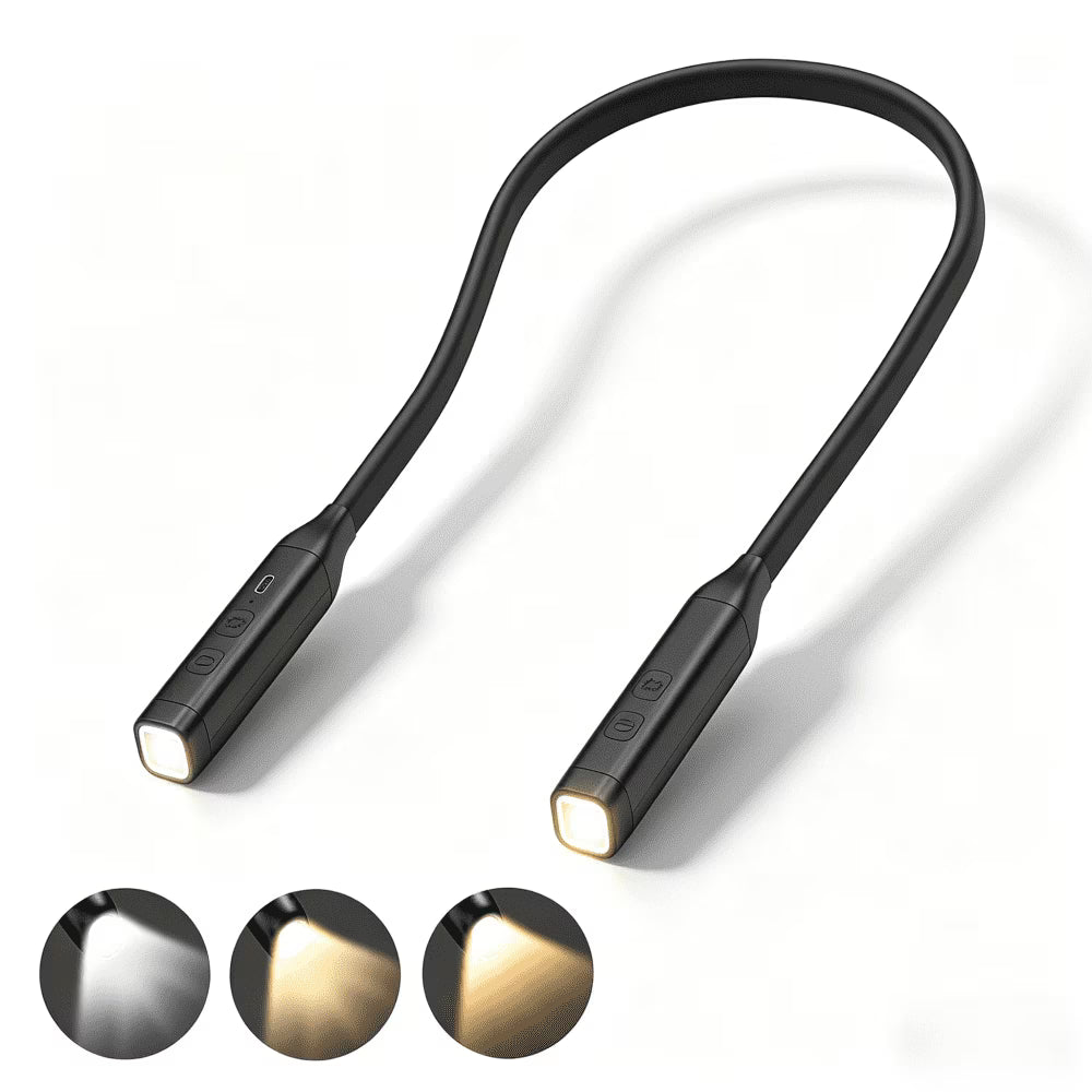 Reading light for books in bed Book Light 3-Color Bendable Neck Light, 80-hr Lasting Rechargeable book accessories for reading lovers, Perfect in Bed, Knitting, Repairing, Book Lovers Gifts