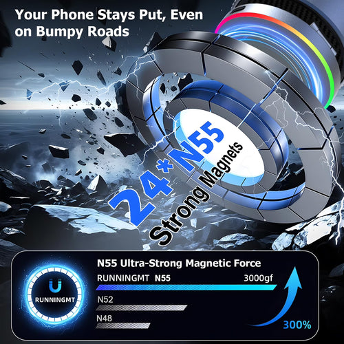2026 Upgraded Vacuum Magnetic Car Phone Holder 360° Reinforced 96LBS Ultra Suction Cup Phone Mount for MagSafe Cell Phone Holders for Your Car/Gym/Mirror Mount for iPhone & Android