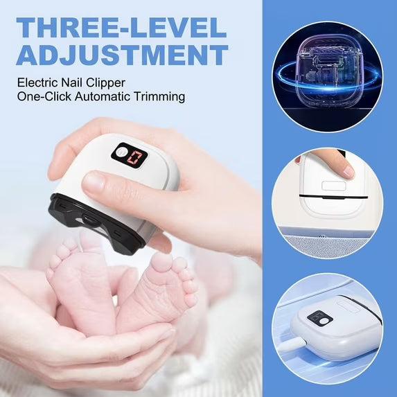 Electric Automatic Nail Clipper with Light & 3 Speeds,Fingernail Cutter and File 2 in1 Design, Nail Scraps Storage,USB Rechargeable SafetyFingernail Trimmer for Baby, Kids, Seniors and Adult