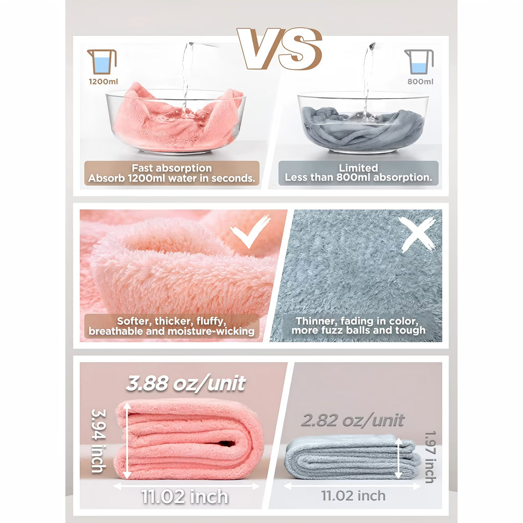 Microfiber Hair Towel Wrap, Fast Drying Hair Towels for Women, Soft Lightweight Quick Dry Turban for Curly & Long Hair–3 Pack(Blue/Grey/Pink)