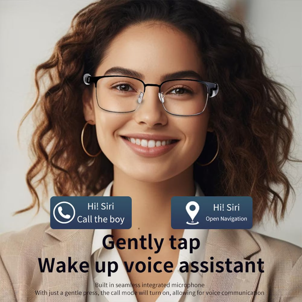 Smart Glasses Bluetooth Audio Sunglasses for Men Women with Dual Stereo Speakers, Open Ear Music &HD Calling, Touch &Voice Assistant, UV Protection——Gold