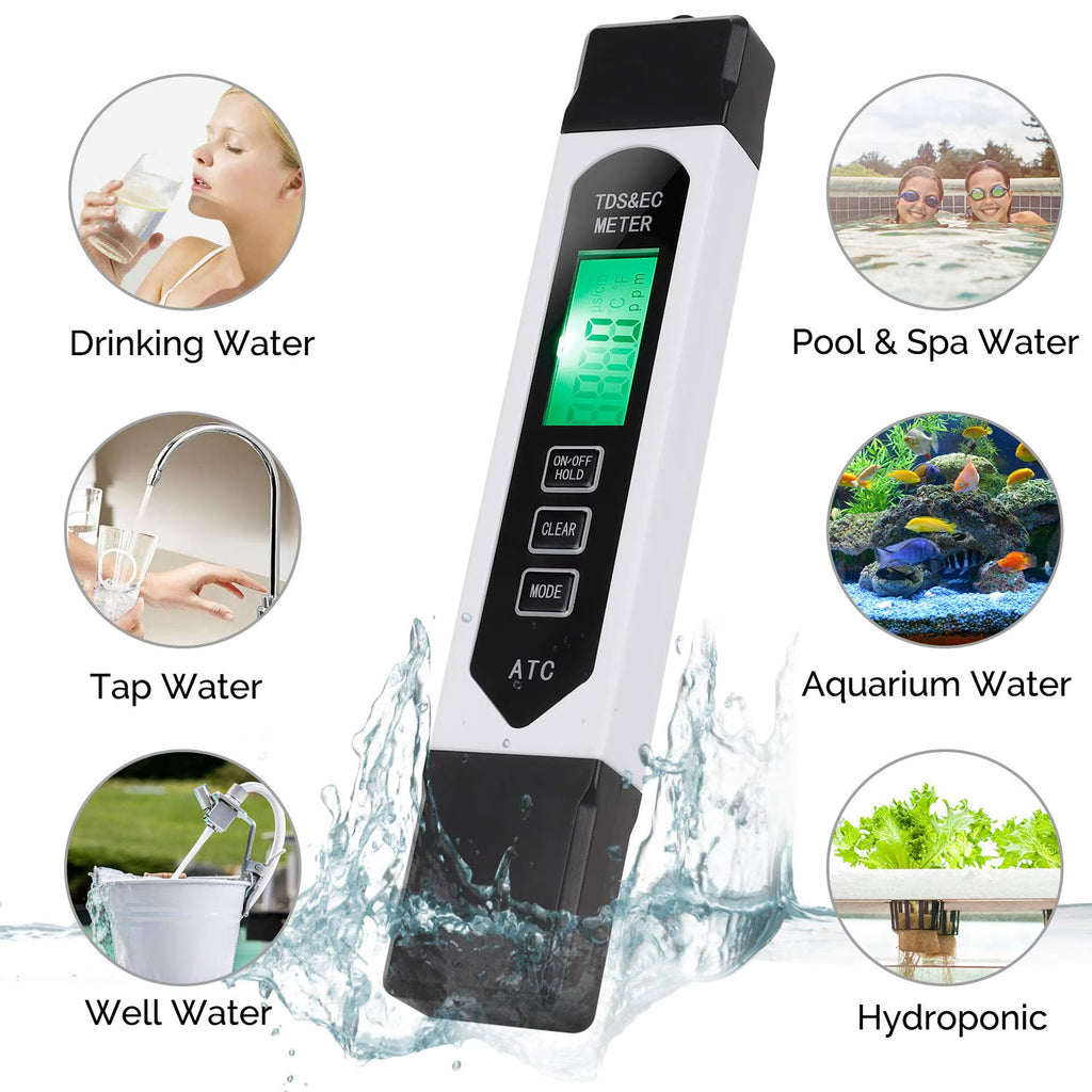 All-New 4 in 1 Tds Meter Digital Water Tester - Accurate and Reliable TDS EC & Temp(°C,°F) Meter - 0-9999ppm - Professional Testing for Drinking Water, RO/DI System, Aquariums etc