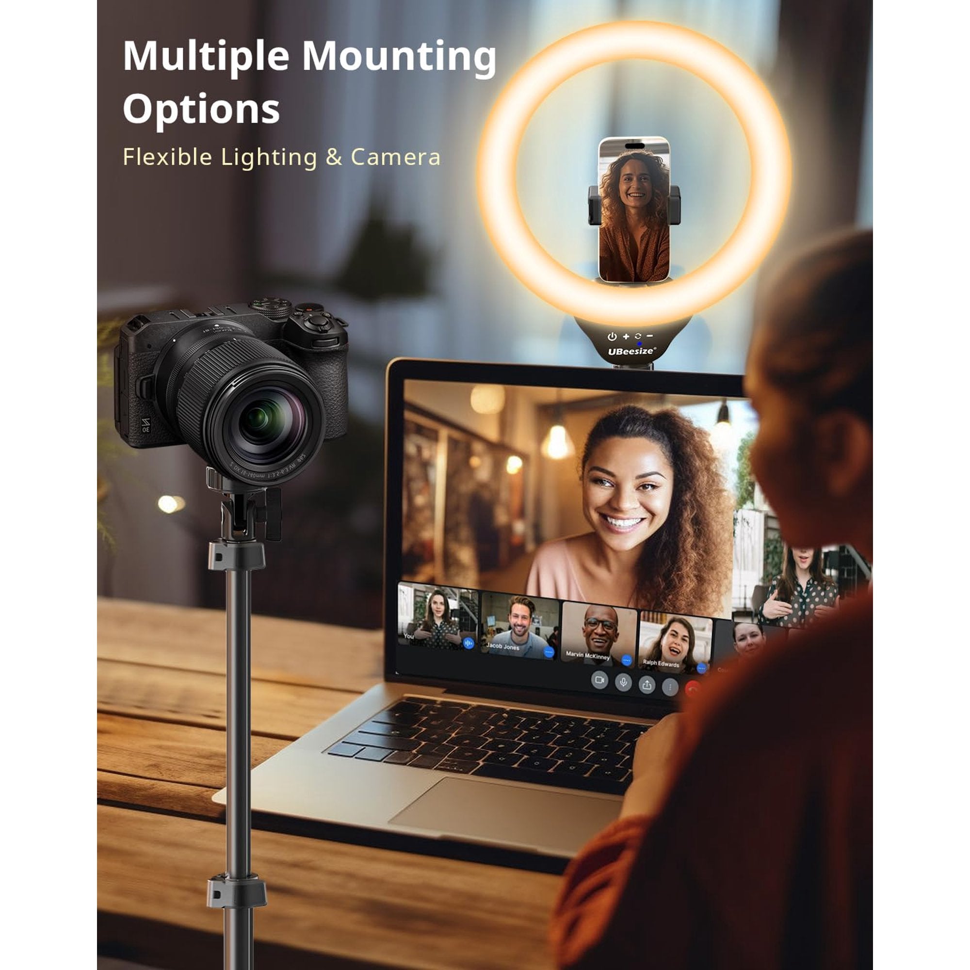 Avoben 12'' Selfie Ring Light with 62’’ Tripod Stand for Video Recording, Live Streaming(YouTube, Instagram, TIK Tok), Compatible with Phones, Cameras and Webcams