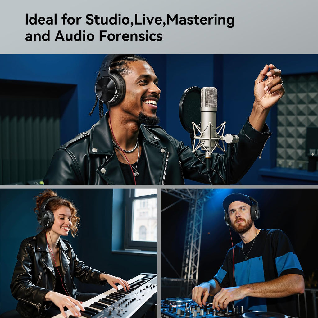 Avoben Wired Over Ear Headphones Hi-Res Studio Monitor & Mixing DJ Stereo Headsets with 50mm Drivers and 1/4 to 3.5mm Jack for AMP Computer Recording Podcast Keyboard Guitar Laptop - Black