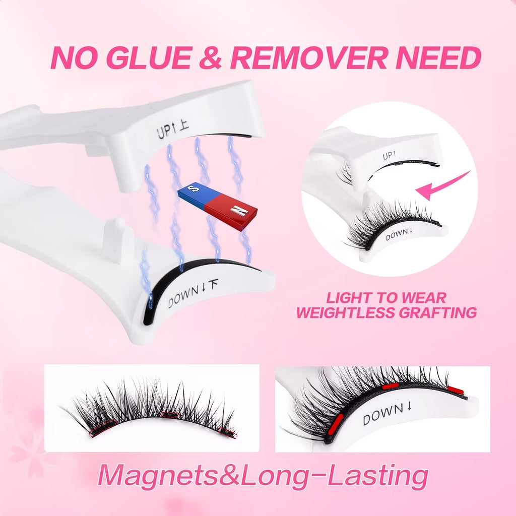 Magnetic Eyelashes Natural Look False Lashes without Eyeliner, Light Weight and Waterproof Magnetic Eyelashes No Glue