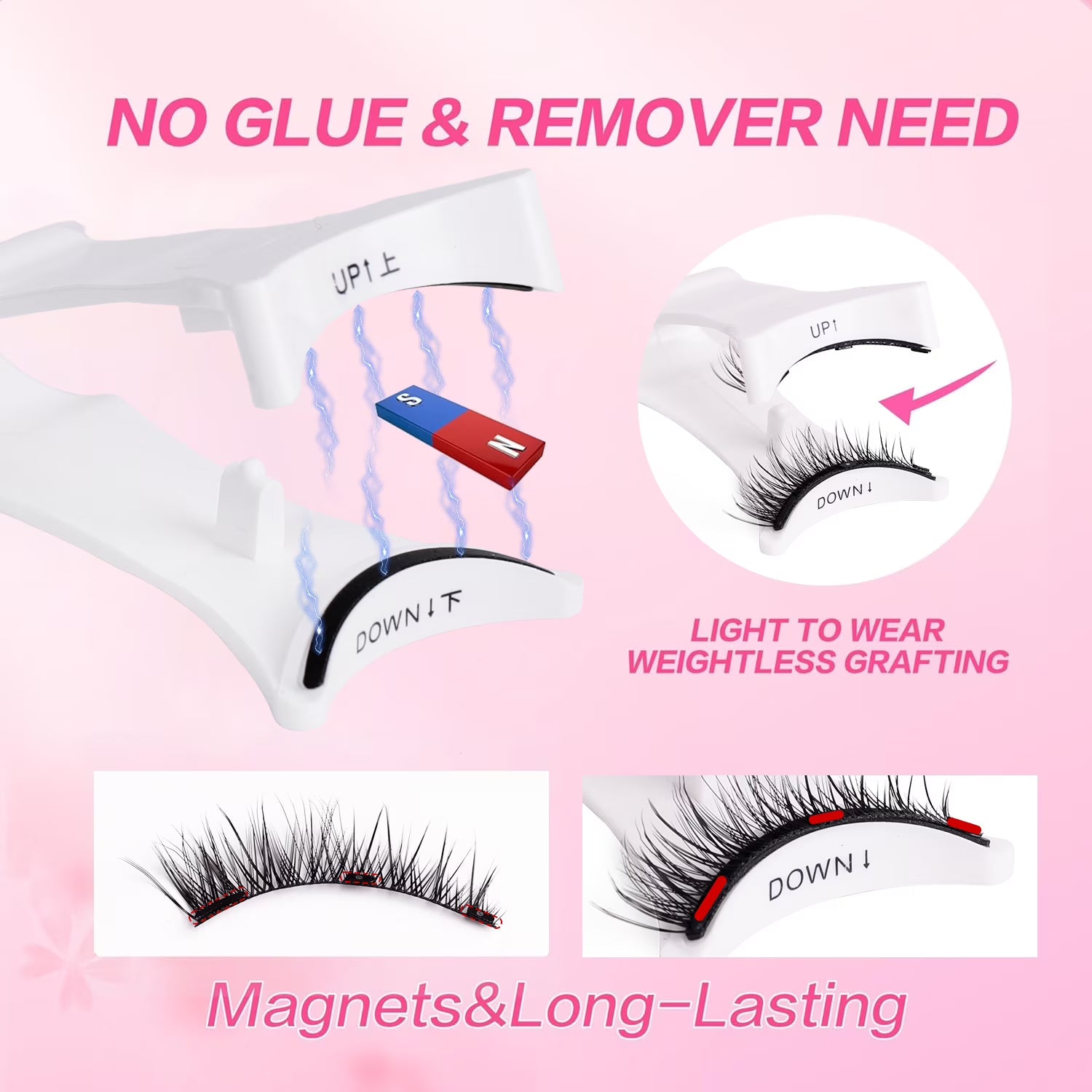 Magnetic Eyelashes Natural Look False Lashes without Eyeliner, Light Weight and Waterproof Magnetic Eyelashes No Glue