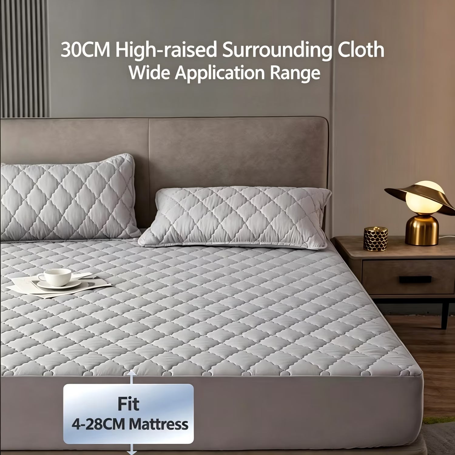 Waterproof Mattress Protector Pad Queen Machine Washable, Breathable Mattress Topper with Deep Pockets, All-Season Use, Hotel Quality (Queen, Grey)