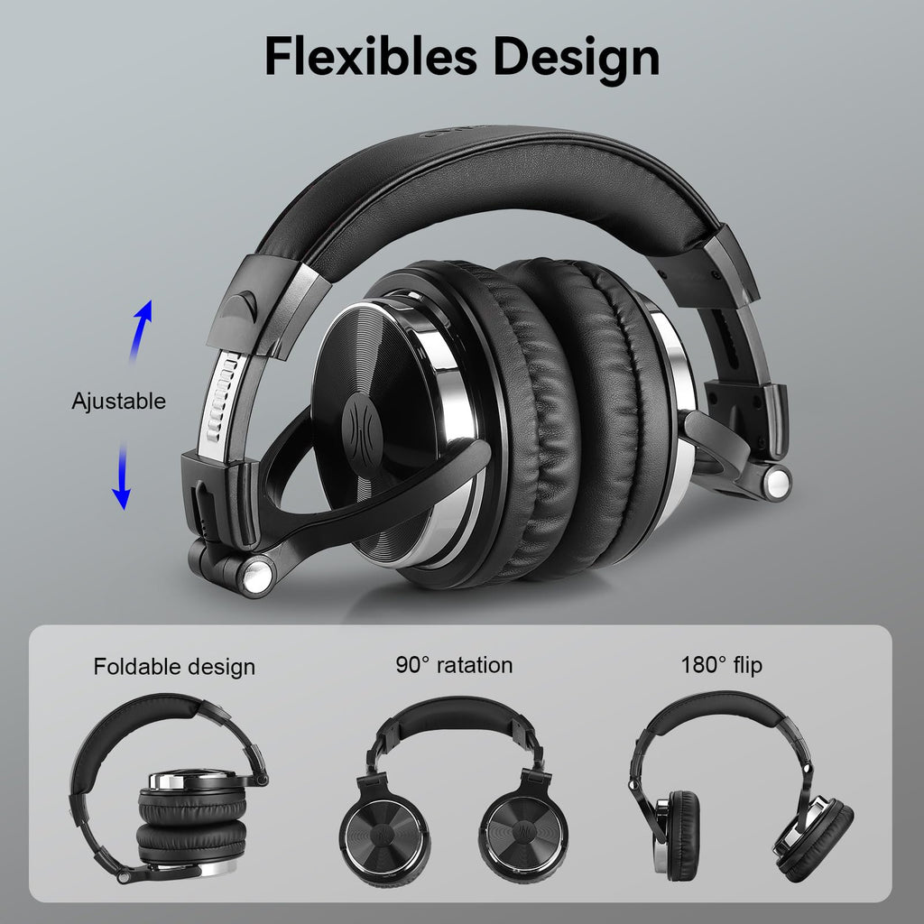 Avoben Wired Over Ear Headphones Hi-Res Studio Monitor & Mixing DJ Stereo Headsets with 50mm Drivers and 1/4 to 3.5mm Jack for AMP Computer Recording Podcast Keyboard Guitar Laptop - Black