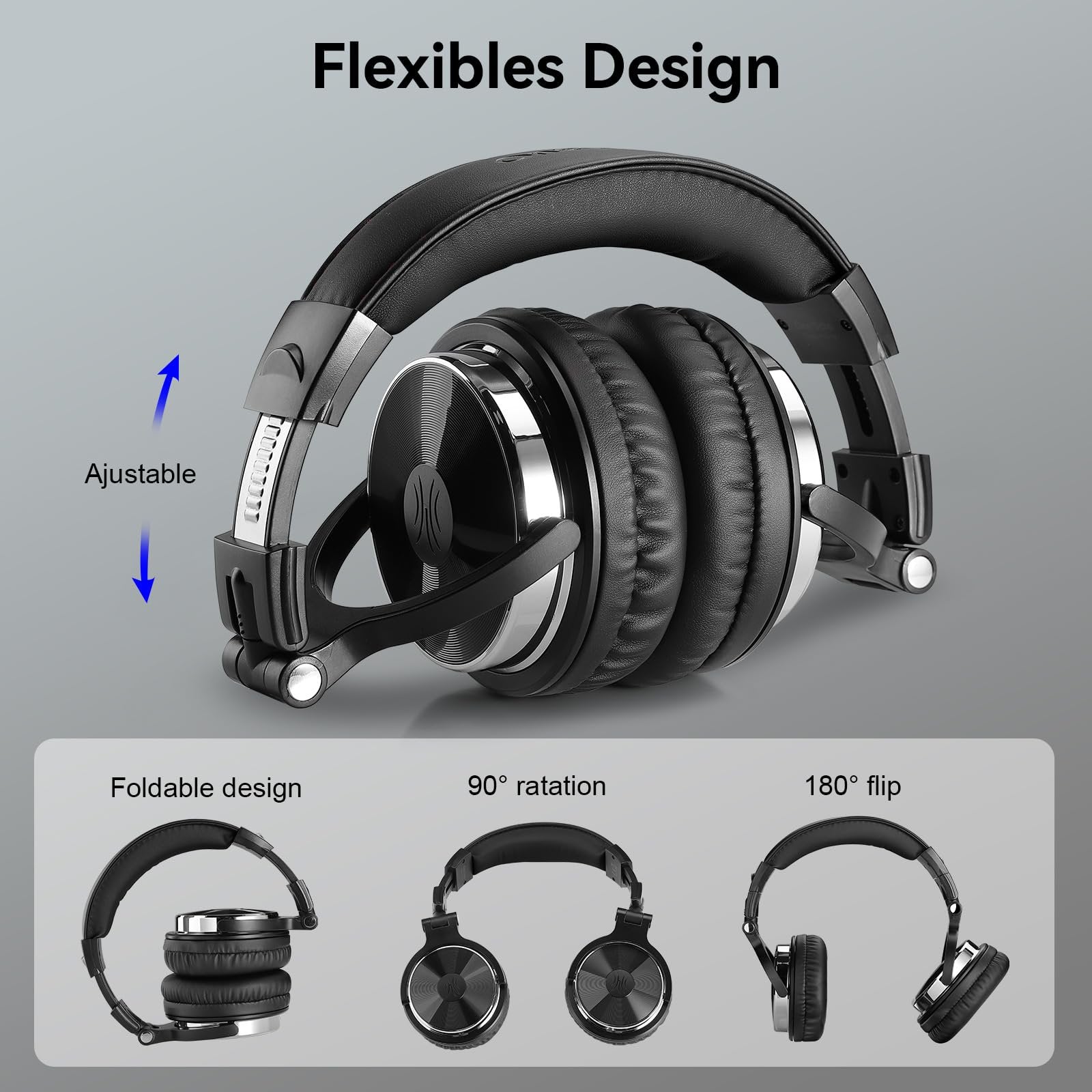 Avoben Wired Over Ear Headphones Hi-Res Studio Monitor & Mixing DJ Stereo Headsets with 50mm Drivers and 1/4 to 3.5mm Jack for AMP Computer Recording Podcast Keyboard Guitar Laptop - Black