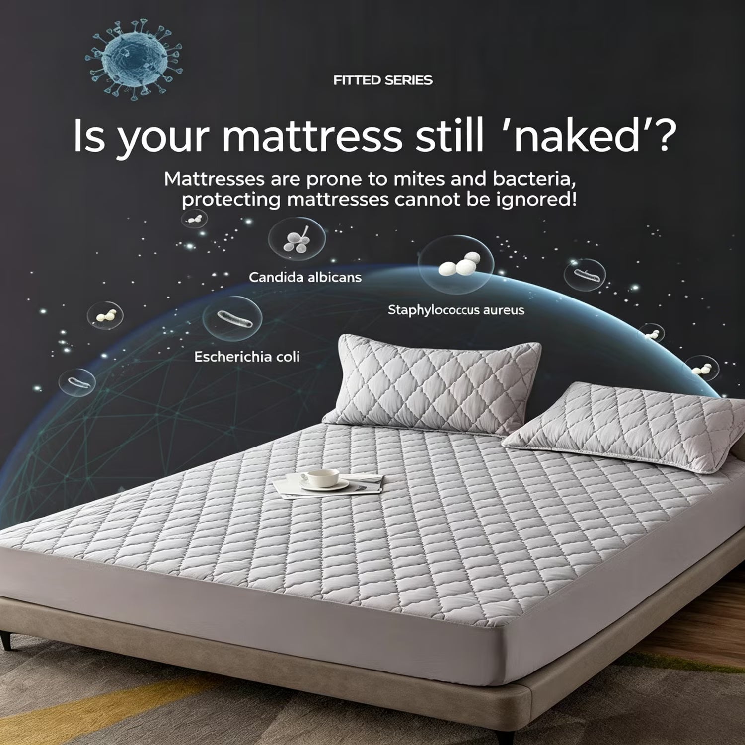 Waterproof Mattress Protector Pad Queen Machine Washable, Breathable Mattress Topper with Deep Pockets, All-Season Use, Hotel Quality (Queen, Grey)