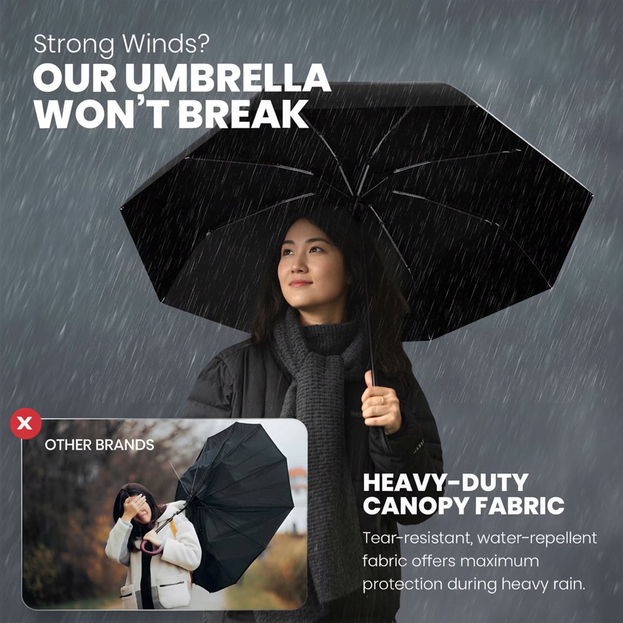Premium Auto Folding Umbrella for Rain and Sun - Durable, Light & Portable for Women & Men , Fits Backpack & Cars