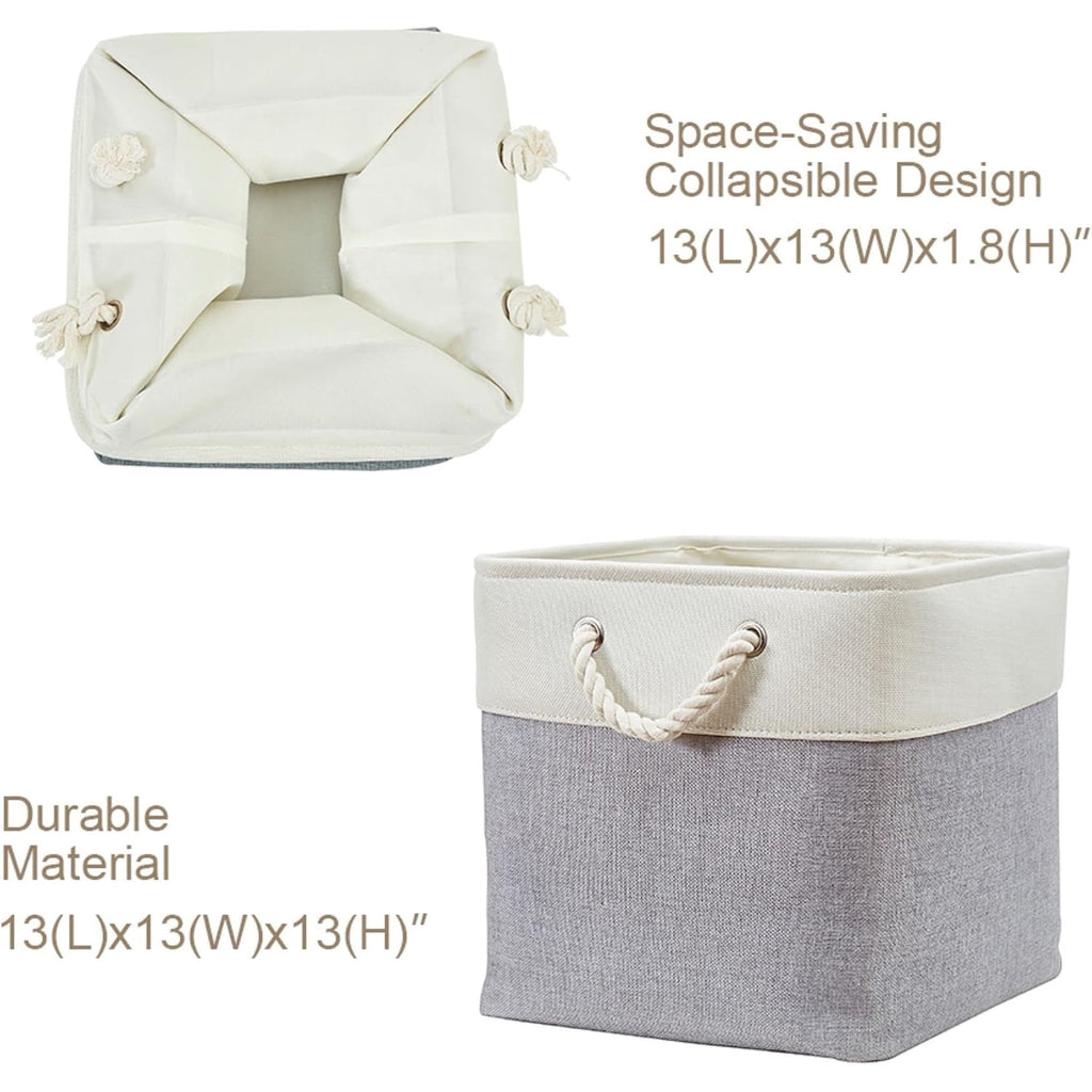 Carestrong 3 Pack Basket , Collapsible Laundry Baskets with Handles, Sturdy, Gray, 13-x-13-x-13-inch, Pack of 3