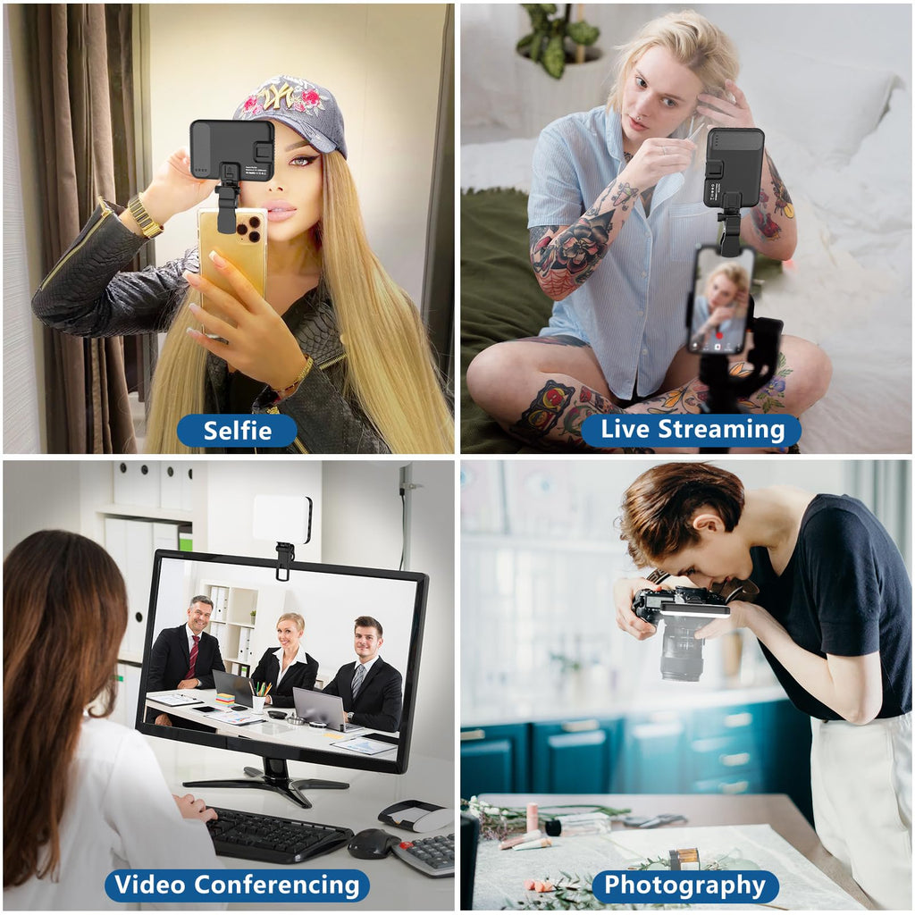Avoben 60 LED Portable Selfie Light Video Conference Lighting with Clip & Camera Tripod Adapter Rechargeable 2200mAh CRI 97+, 3 Light Modes for Phone iPhone Webcam Laptop Photo Makeup