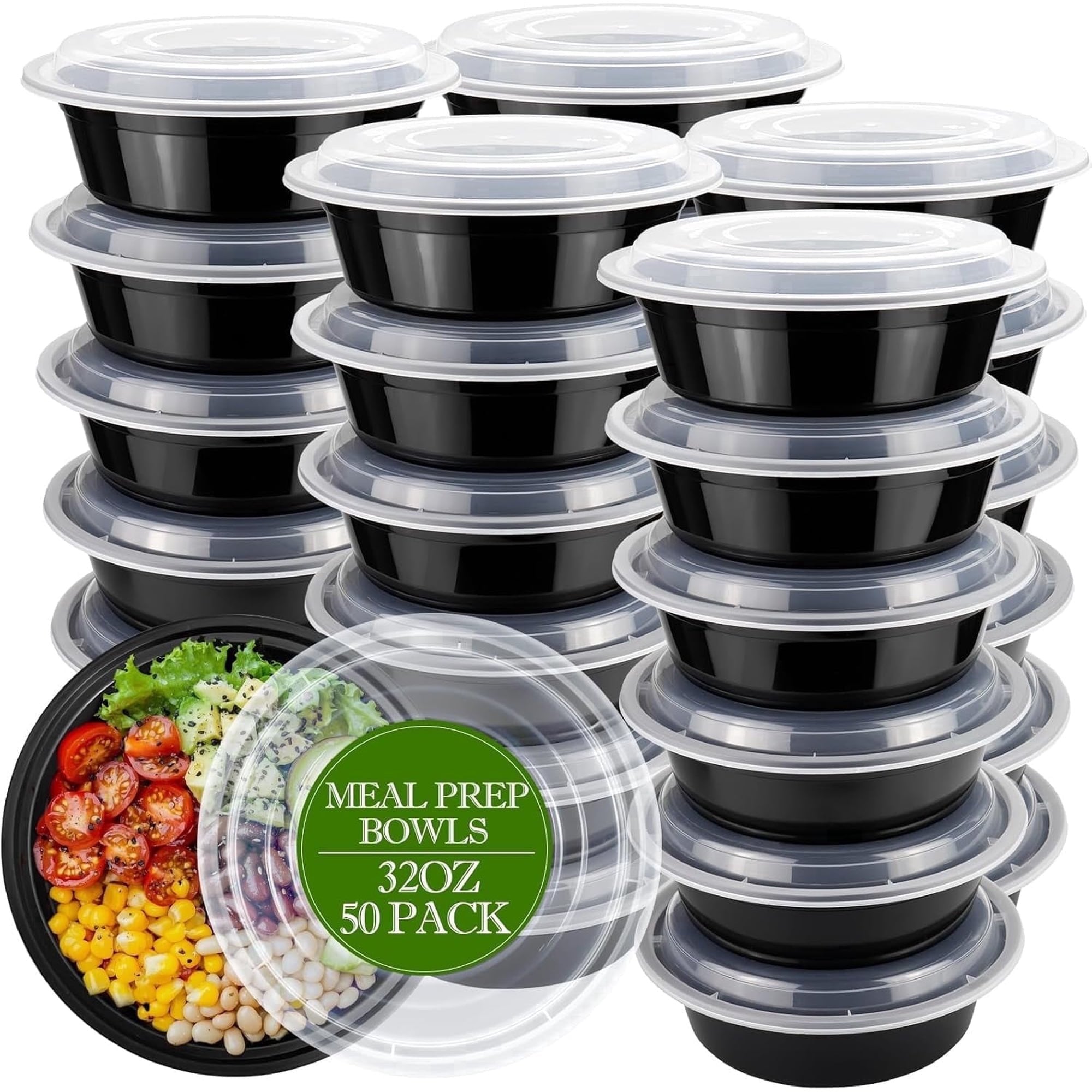 (50 pieces) 28 oz, reusable lidded meal prep containers, food storage containers with lids, sturdy and leak-proof, BPA-free, safe for microwave and refrigerator use, convenient for carrying food.