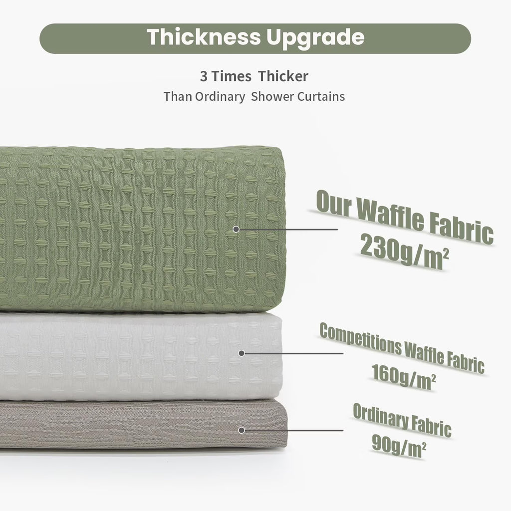 Shower Curtain sage green curtains bathroom curtain Waffle Textured Heavy Duty Thick Fabric Shower Curtains for Bathroom, Luxury Weighted Polyester Cloth Bath Curtain ,72Wx72H,Gree