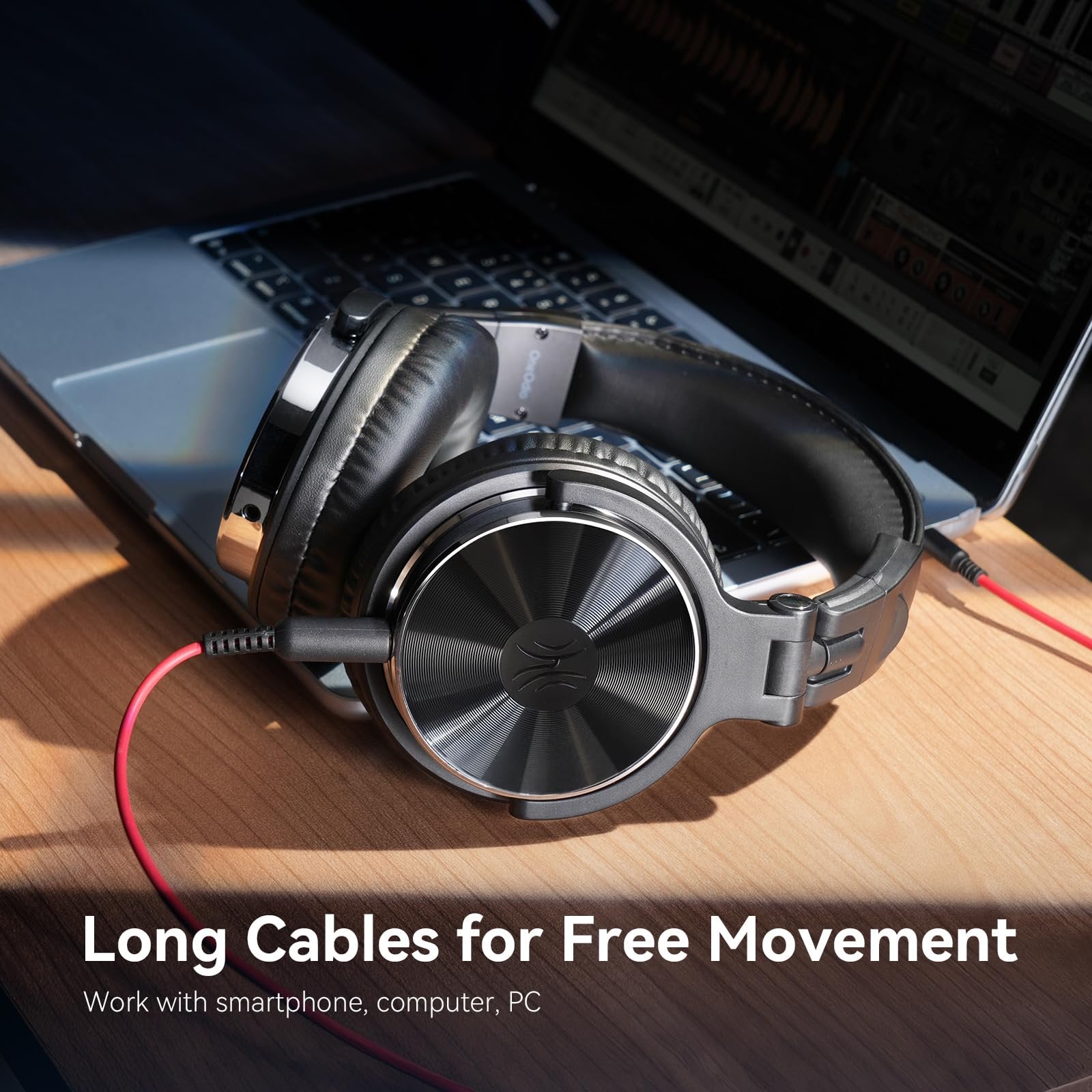 Avoben Wired Over Ear Headphones Hi-Res Studio Monitor & Mixing DJ Stereo Headsets with 50mm Drivers and 1/4 to 3.5mm Jack for AMP Computer Recording Podcast Keyboard Guitar Laptop - Black