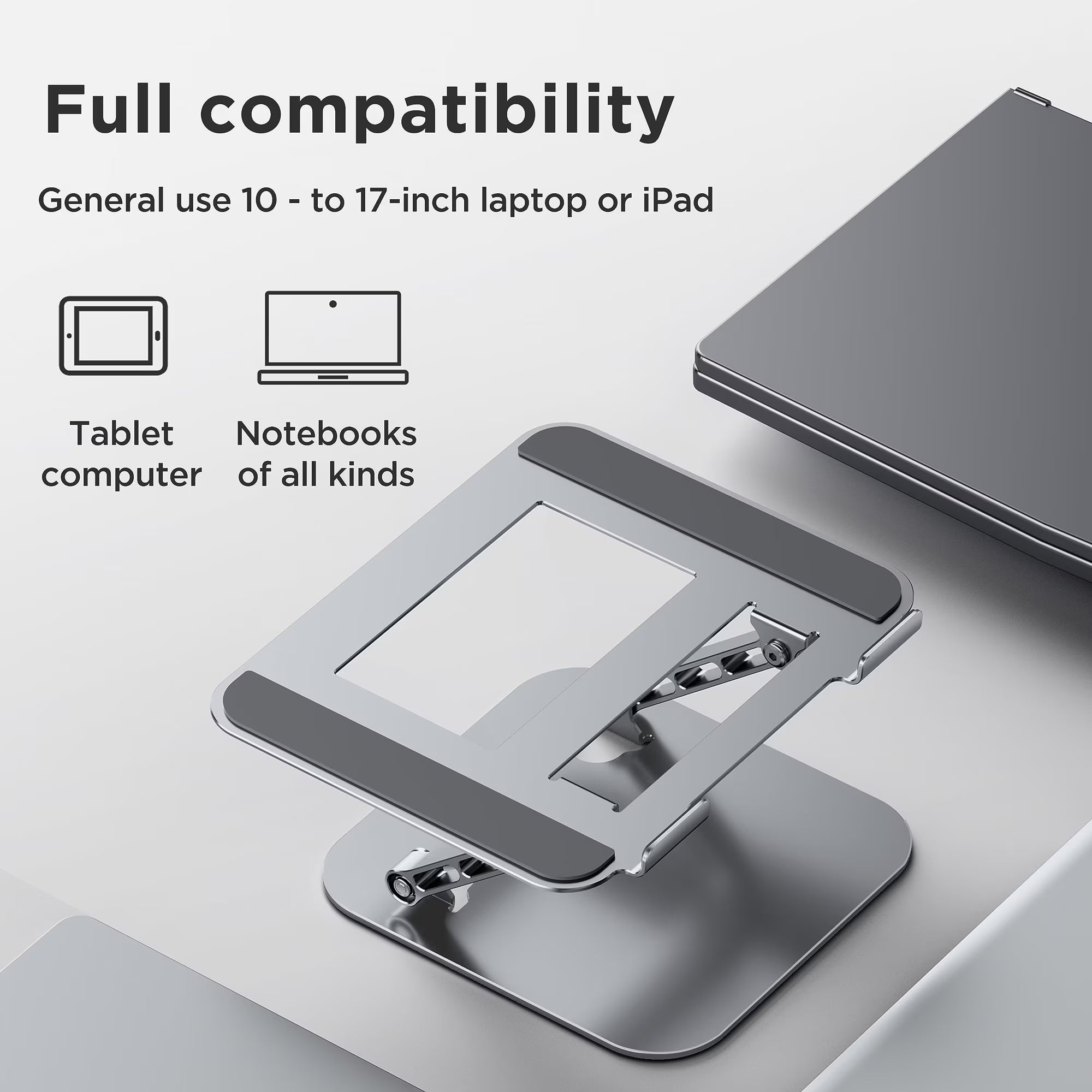 Adjustable Laptop Stand for Desk,Foldable Laptop Holder with Stable Heavy Base,Multi-angle Adjustable Ergonomic Computer Riser Compatible with MacBook Air Pro,Notebook,All 10-15.6”Laptops,Grey