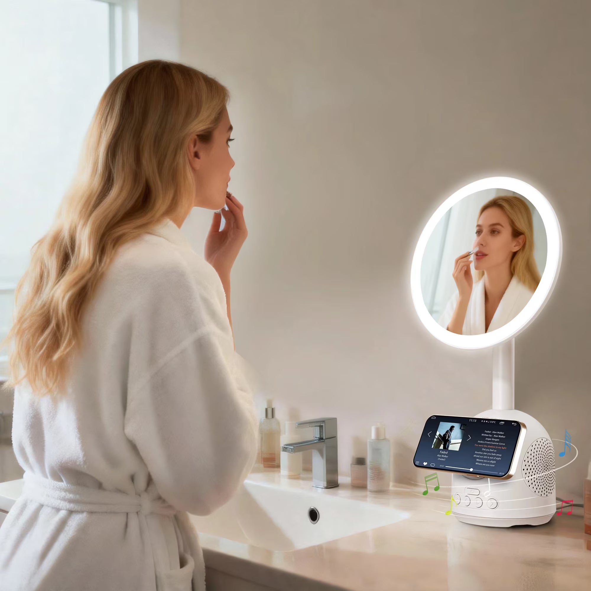 Professional Makeup Mirror with Lights, Rechargeable HD Vanity Mirror, True-Sunlight, 3 Color Modes & Stepless Dimming, Valentines Day Gifts for Her