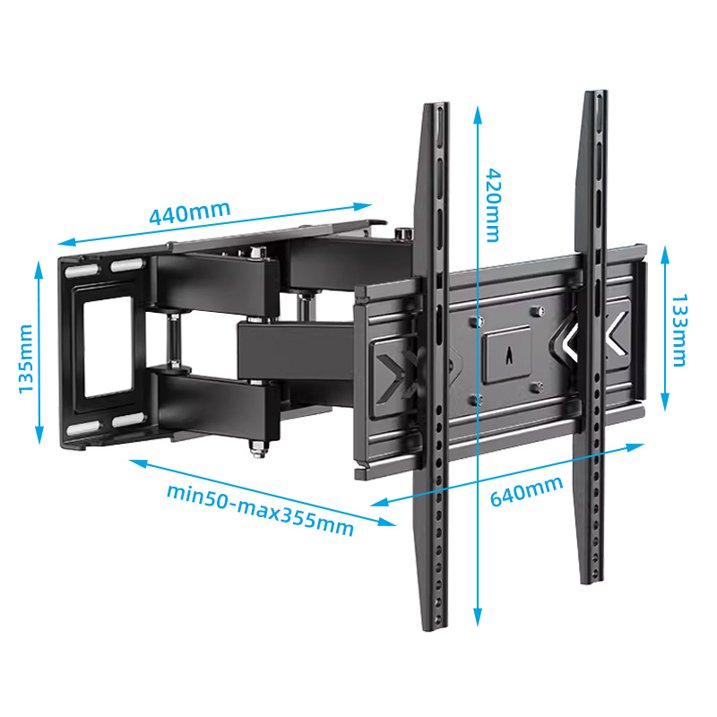 Avoben TV wall mount, suitable for 32-60 inch TVs, swivel and tilt, full-range movable bracket with adjustable double arms, maximum load capacity 110 lbs.