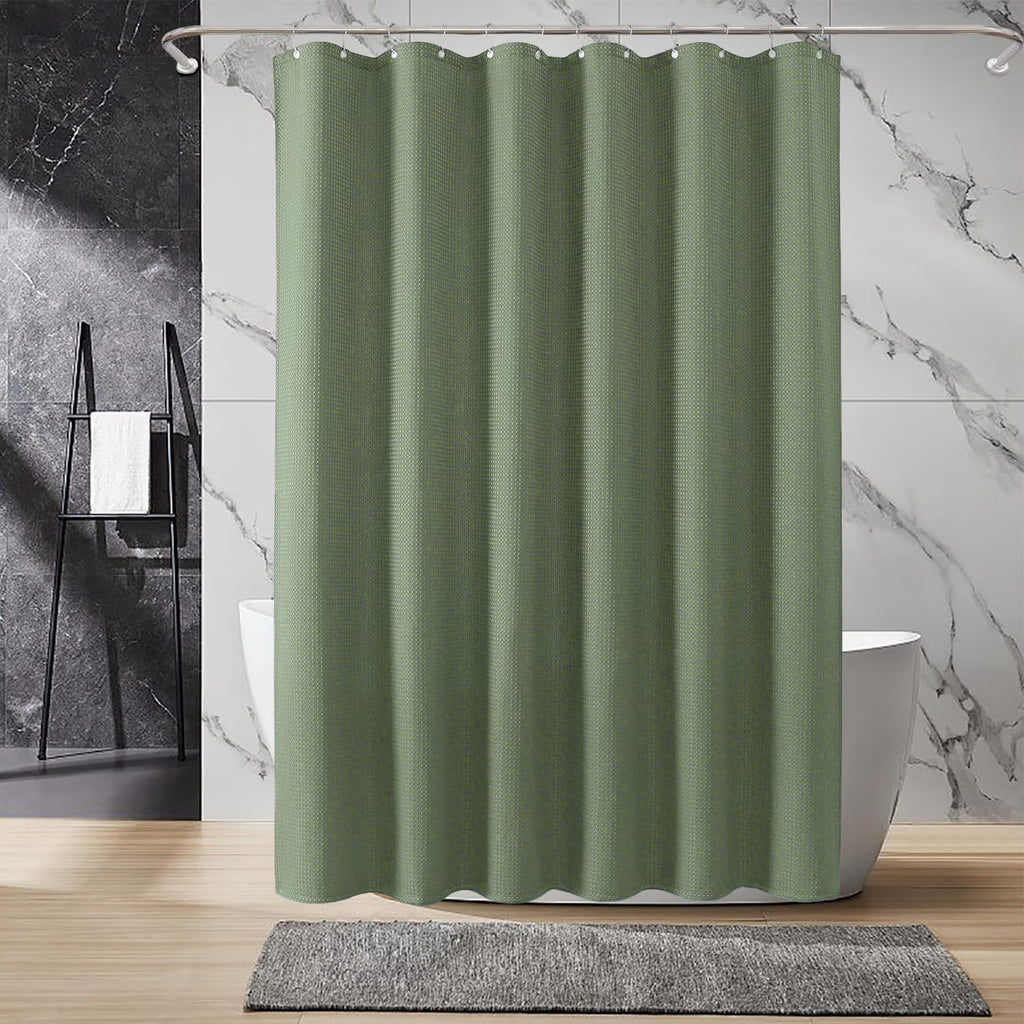 Shower Curtain sage green curtains bathroom curtain Waffle Textured Heavy Duty Thick Fabric Shower Curtains for Bathroom, Luxury Weighted Polyester Cloth Bath Curtain ,72Wx72H,Gree