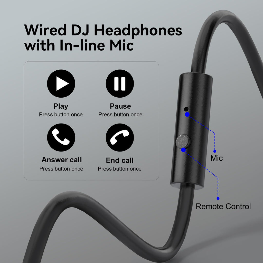 Avoben Wired Over Ear Headphones Hi-Res Studio Monitor & Mixing DJ Stereo Headsets with 50mm Drivers and 1/4 to 3.5mm Jack for AMP Computer Recording Podcast Keyboard Guitar Laptop - Black