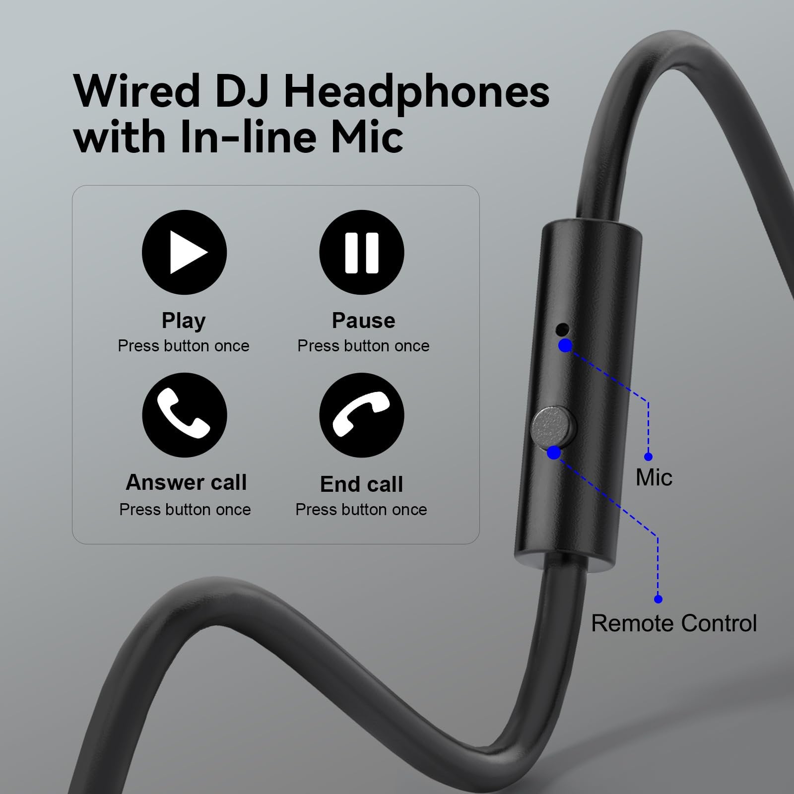 Avoben Wired Over Ear Headphones Hi-Res Studio Monitor & Mixing DJ Stereo Headsets with 50mm Drivers and 1/4 to 3.5mm Jack for AMP Computer Recording Podcast Keyboard Guitar Laptop - Black