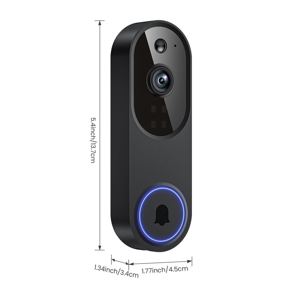 1080p Wireless Wi-Fi Video Doorbell Camera with Two Way Audio, Night Vision, Cloud Storage, Smart AI Motion Detection, Support 2.4GHz Wi-Fi only