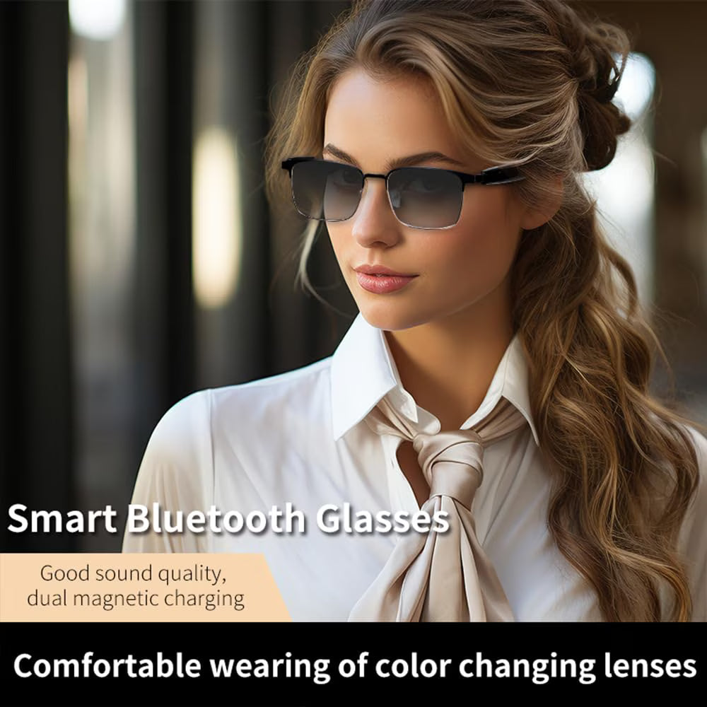 Smart Glasses Bluetooth Audio Sunglasses for Men Women with Dual Stereo Speakers, Open Ear Music &HD Calling, Touch &Voice Assistant, UV Protection——Gold
