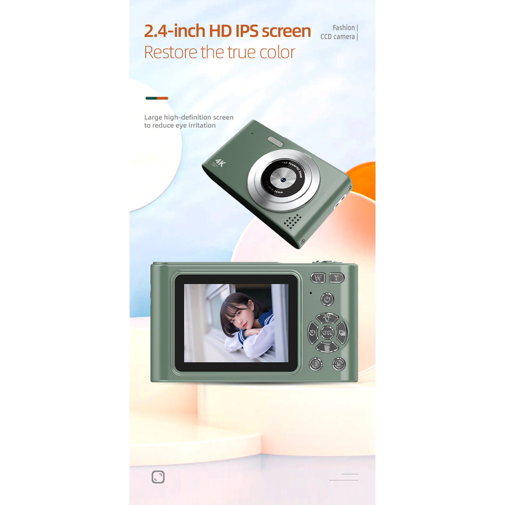 Avoben digital camera, FHD 1080P digital point-and-shoot camera, 16x optical zoom, image stabilization, 32GB memory card, compact and portable, suitable for boys, girls and children, pink.