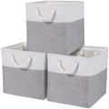 Carestrong 3 Pack Basket , Collapsible Laundry Baskets with Handles, Sturdy, Gray, 13-x-13-x-13-inch, Pack of 3