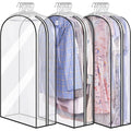 Carestrong 40" Travel Garment Bag with Accessories Zipper Pocket, Heavy Duty Suit Bag for Suits, Tuxedos, Dresses, Coats, Clear, 3 pack